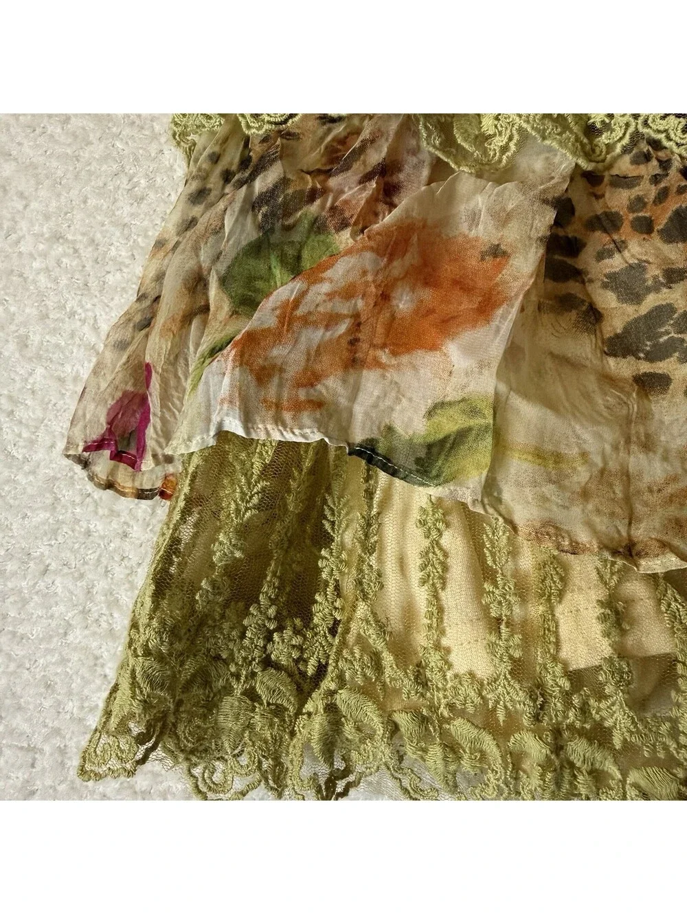 V Cristina Women’s S Tiered Lace Skirt Floral Leopard Boho Fairy Grunge Y2K